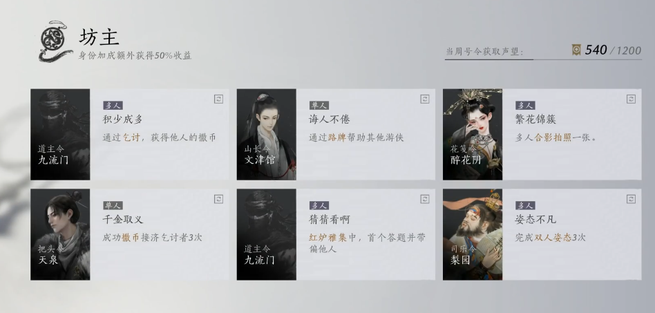 燕云十六声怎么晋升坊主 九流门:任务|完成晋升就能成为坊主